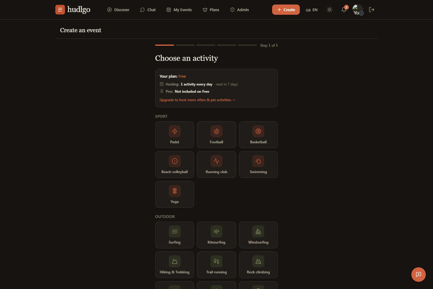 HudlGo — app de meetup social — Application de gestion