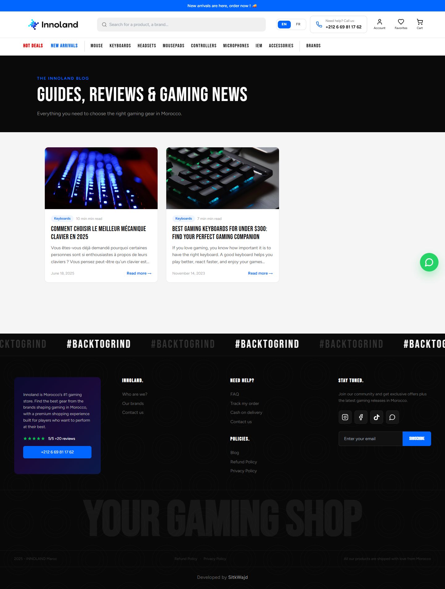 Innoland — site e-commerce — Pages & contenu