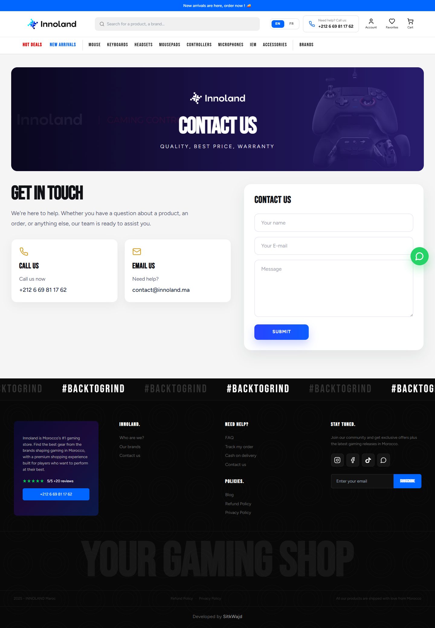 Innoland — site e-commerce — Pages & contenu
