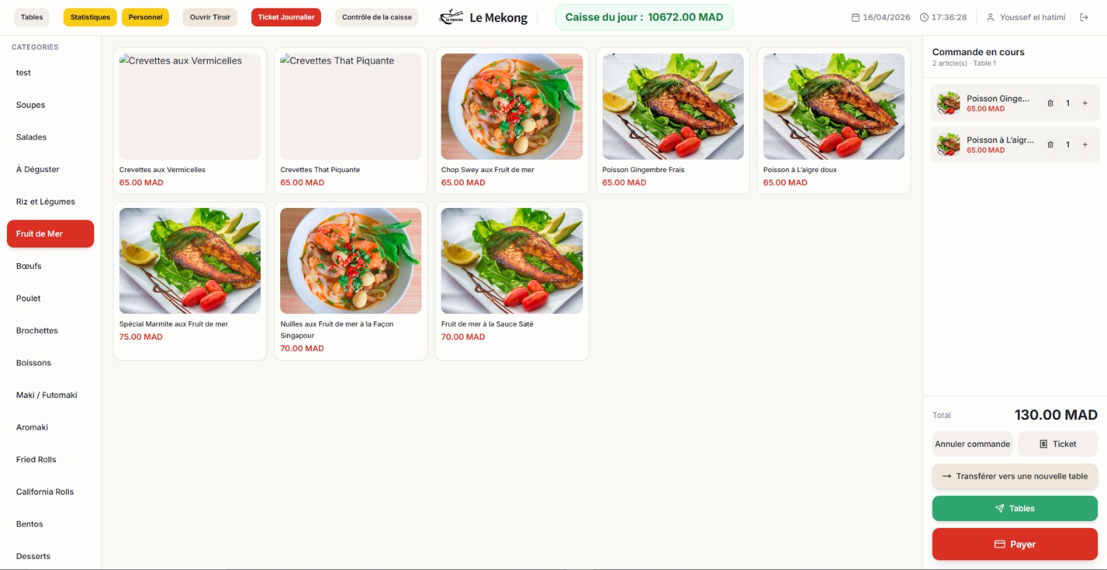 Le Mekong — Caisse restaurant — Point de vente