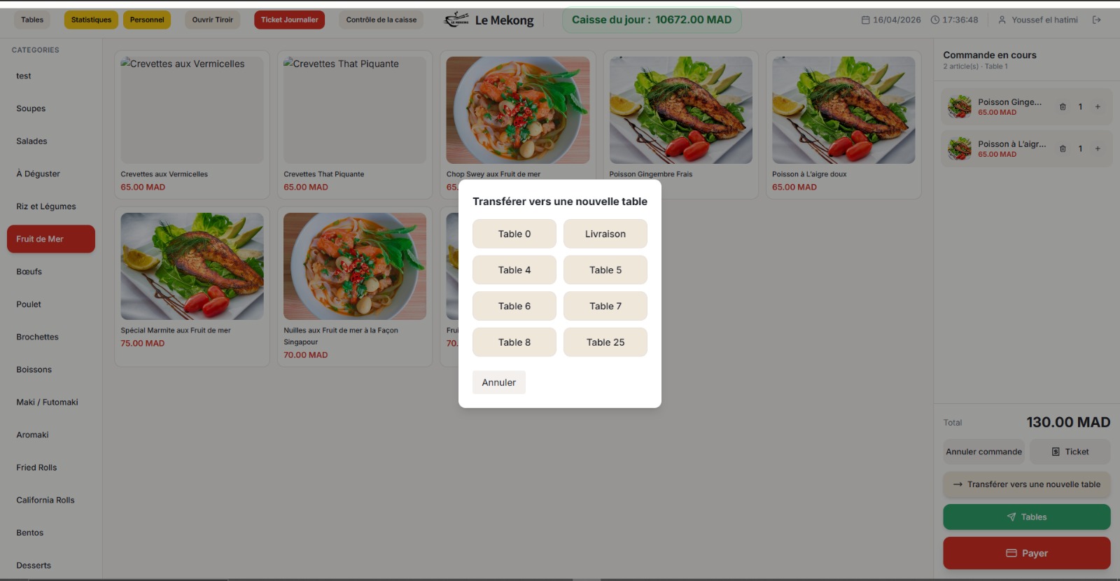 Le Mekong — Caisse restaurant — Point de vente