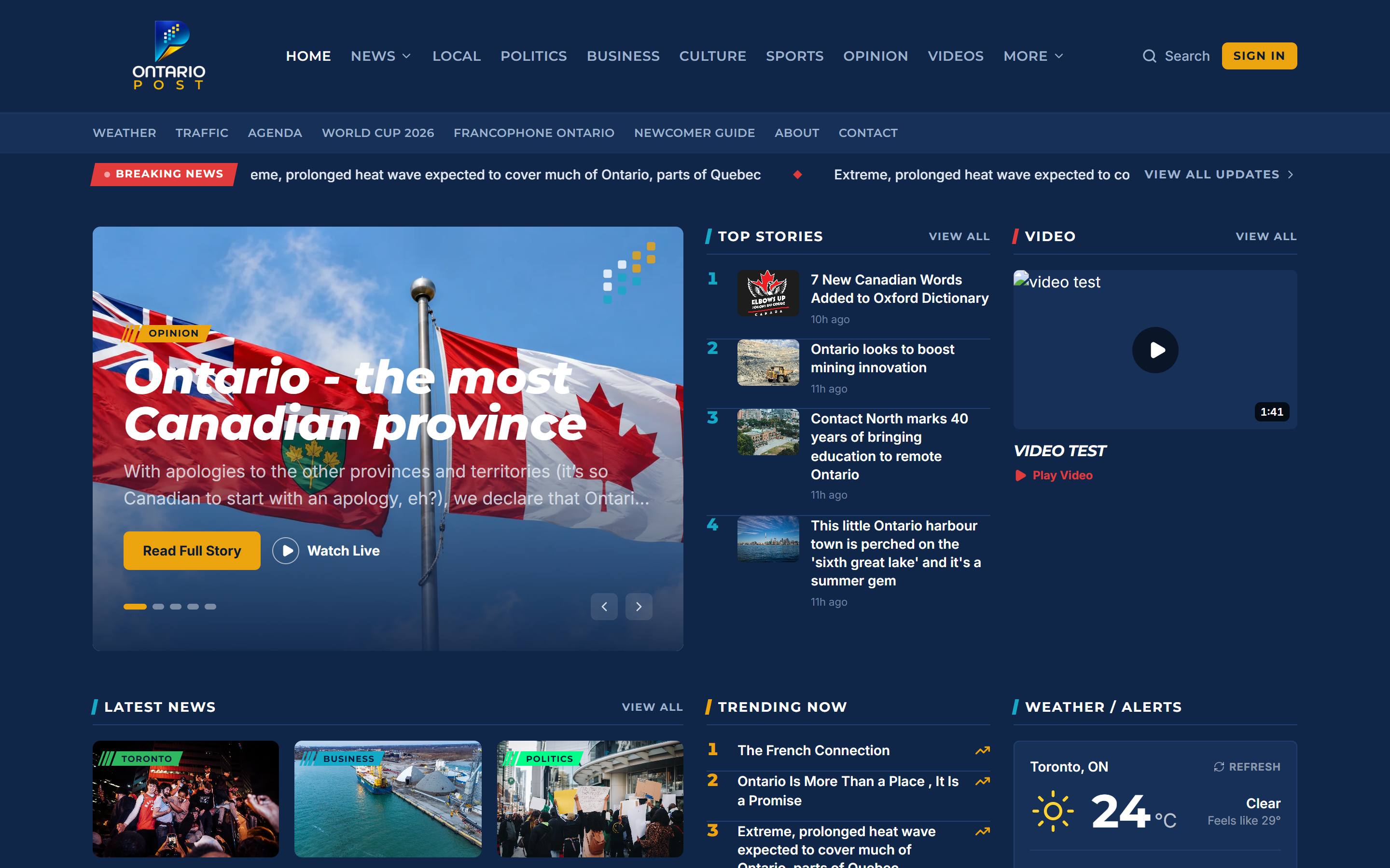 Ontariopost — site d’actualités — Le site d’actualités