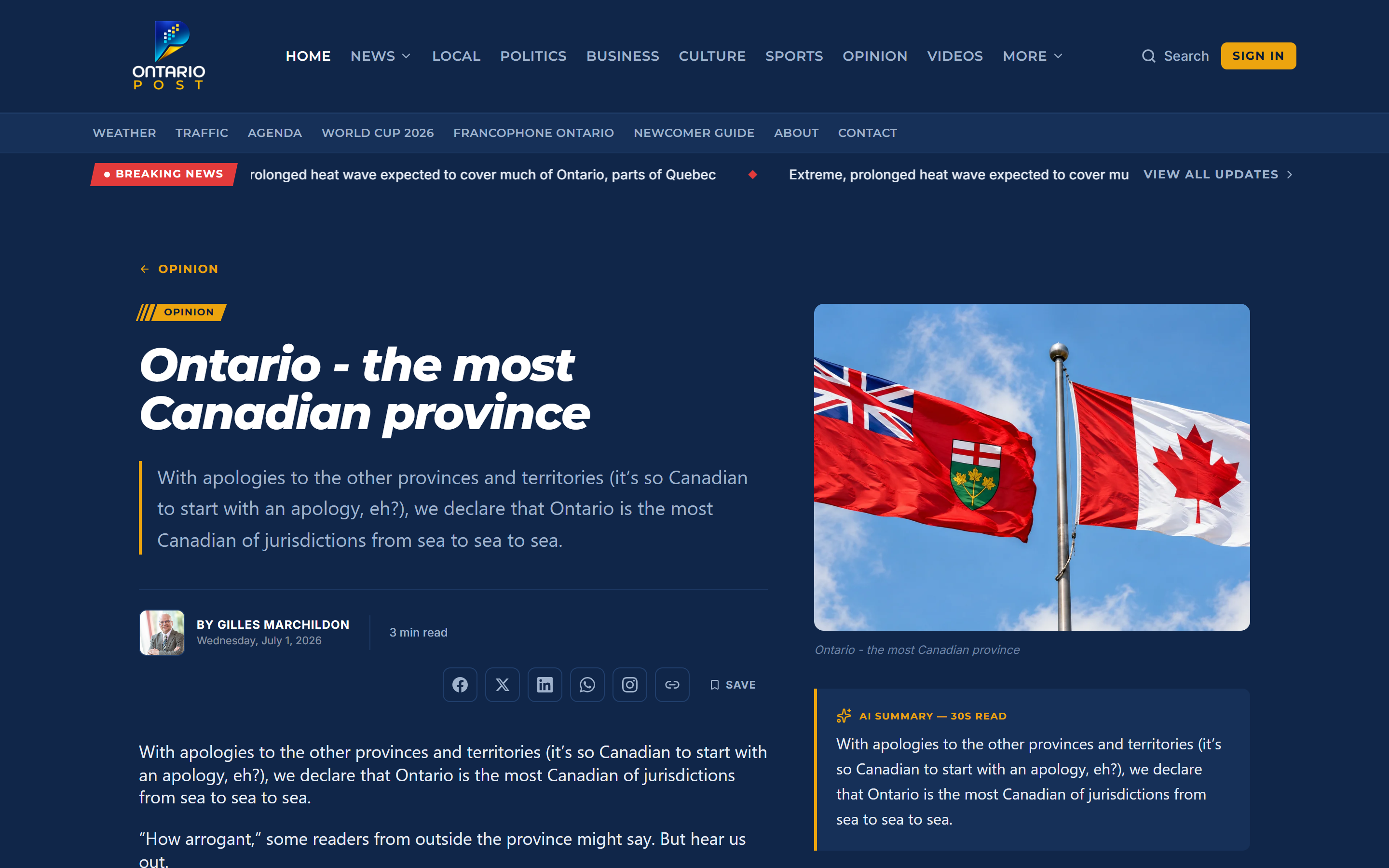 Ontariopost — site d’actualités — Le site d’actualités